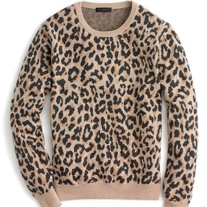 J crew M cheetah leopard print merino wool sweater